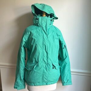 Eastern mountain sports hooded winter jacket snowboarding skiing Green EUC